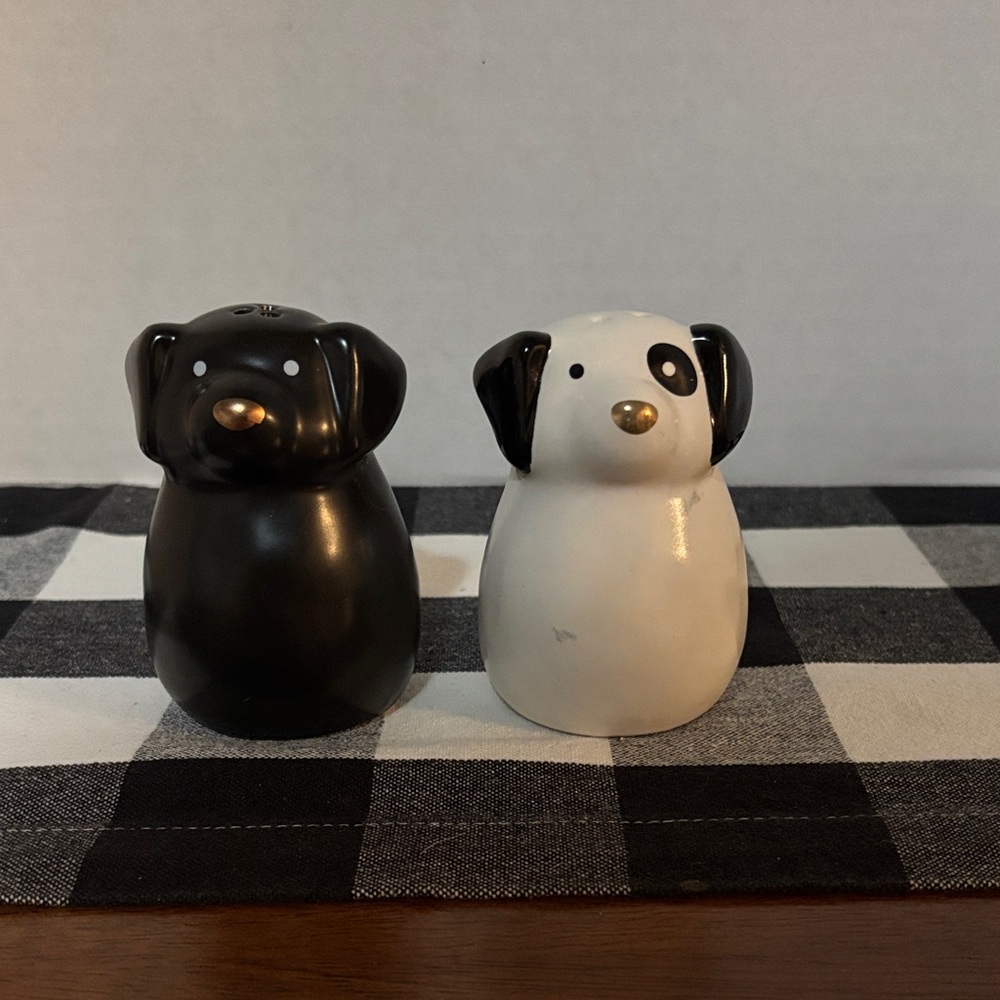 Black and White Dog Salt and Pepper Shakers